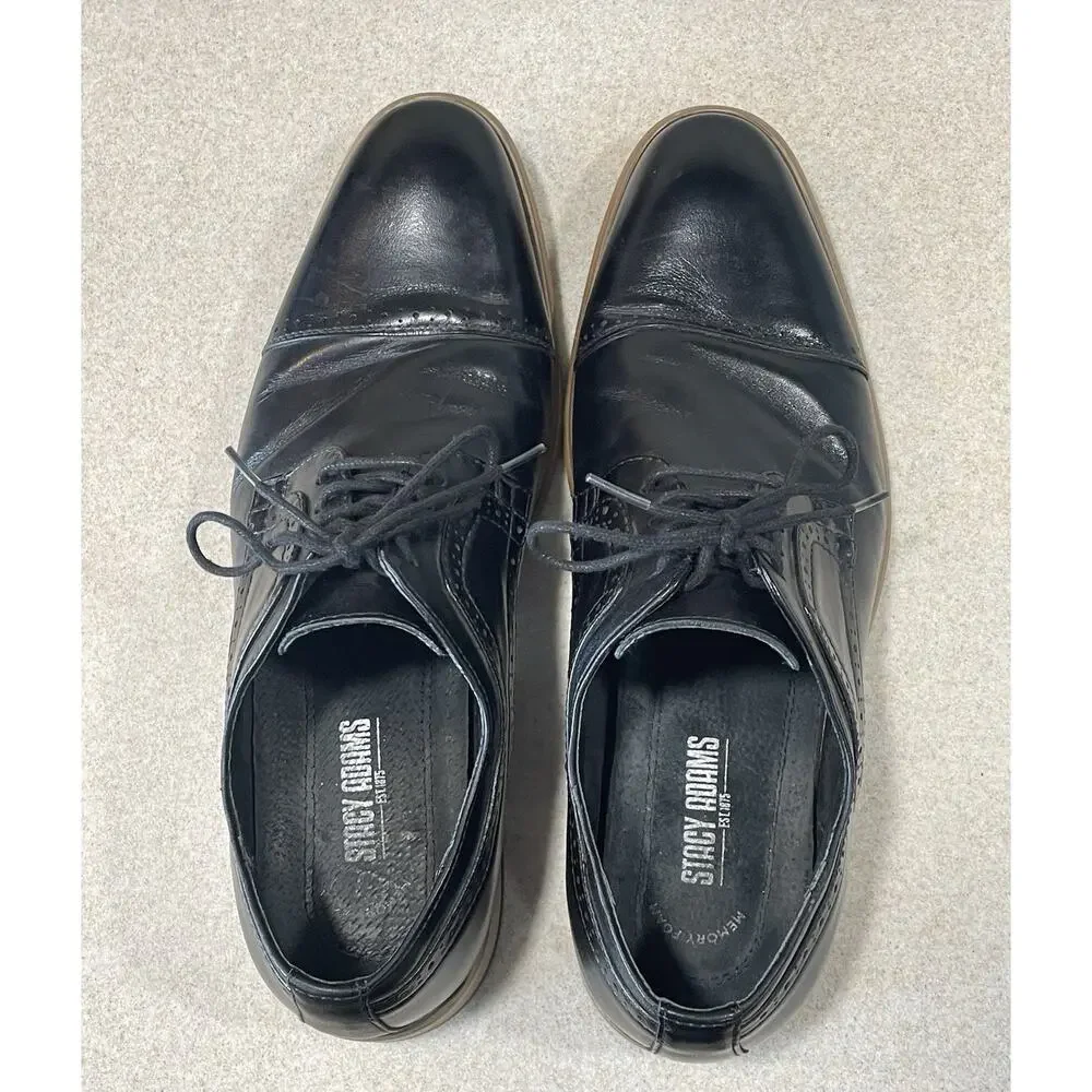 Stacy Adams Men's Dickinson Cap Toe Lace-Up Oxford Black Size 10 Dress Shoes